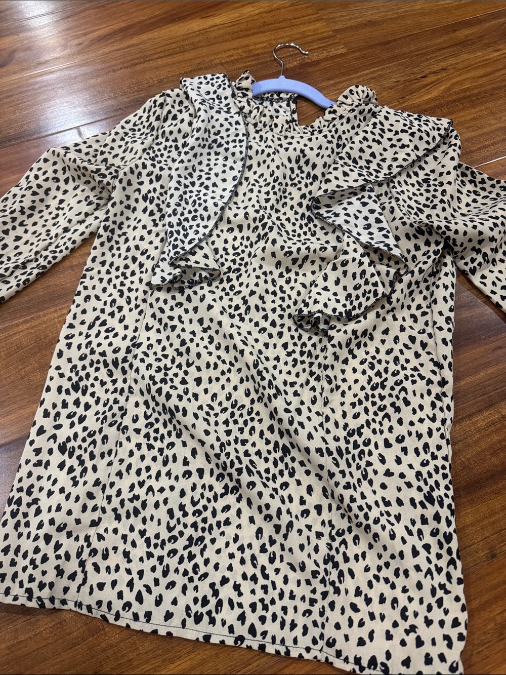 Women’s Beige Leopard Ruffle Blouse